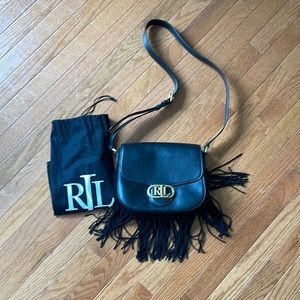 Ralph Lauren Fringe Black Leather Handbag